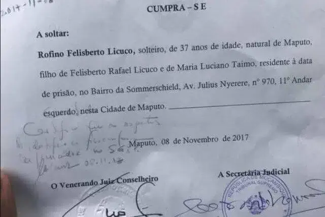 Licuco restituído a liberdade por deliberação do Conselho Constitucional