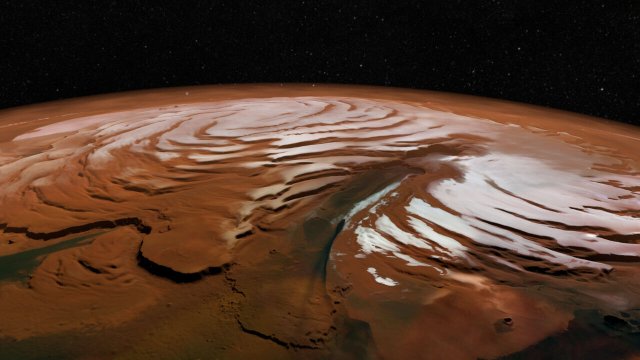 NASA detecta sinais de gelo persistente nas planícies do polo norte de Marte